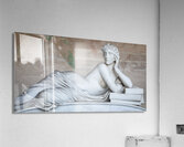 Pisa Italy - sad statue in cemetery. Vintage white marble sculp Acrylic Print