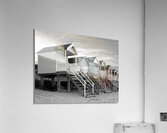Beach Huts Sunset in Black and White Acrylic Print