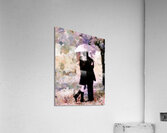 Couple in Love Kissing in the Rain Abstract Mixed Media Art Acrylic Print
