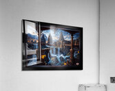 Gothic Architecture Of The Majestic City of Aeneron Falls Mesmerizing Landscape AI Concept Art by Xzendor7 Acrylic Print