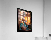 Mesmerizing Rococo-Style Platinum Blonde Beauty In Aqua Green Satin Lingerie AI Concept Art by Xzendor7 Acrylic Print