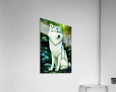 Beautiful White Wolf in the Forest Moonlight Painting Acrylic Print