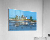 Boats Anchored by Pumpkin Island Light in Maine - Illus. Acrylic Print