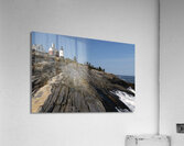 Pemaquid Point Lighthouse Over Unique Rock Formations Along Maine Coastline Acrylic Print