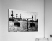 Black and white shot of harbor panorama and Köhlbrandbrücke at the Elbe River in Hamburg Germany  Acrylic Print