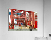Closeup view of gantry cranes at the Eurogate container terminal in Hamburg Germany Acrylic Print