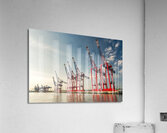 Cranes at a container terminal in the port area of Hamburg Germany Acrylic Print