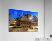 Night shot of a fountain and the town hall in the historic oldtown of Tübingen Germany Acrylic Print