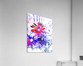 Abstract Red and Blue Daises Acrylic Print