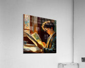 Vintage Style Cute Boy Reading the Sunday Paper Painting  Acrylic Print