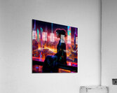 Beautiful Woman in Colorful Futuristic Cyberpunk City Painting Acrylic Print