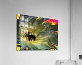 Abstract Daisy in Green and Yellow Acrylic Print