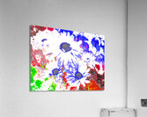 Abstract Daises on a Coloured Splatter Background Acrylic Print