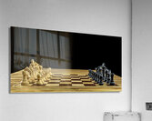 Wooden chess pieces standing on chessboard Acrylic Print