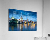 Blue Prague Charles bridge at night Acrylic Print