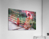 Geisha posing on Japanese bridge Acrylic Print