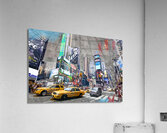 Yellow taxis in Times Square New York street art style Acrylic Print