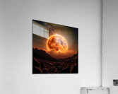 Fiery Orange Moon over Rocky Landscape Acrylic Print