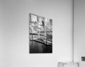 Black and white shot of the Köhlbrandbrücke and ferry in Hamburg Acrylic Print
