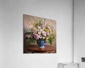 Elegant Mosaic Floral Still Life with Porcelain Vase – A Timeless Masterpiece Acrylic Print