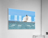 Enormous Wave Surrounds Tower of Whaleback Light in Maine - Illus. Acrylic Print