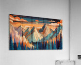 Layered Paper-Cut Mountain Landscape: A Sunset Symphony of Nature Acrylic Print