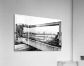 Black and white shot of the Elbe River in Hamburg seen through concrete arch Acrylic Print