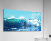 Color Ocean Waves. Hand Painted on Canvas.  Ocean Water.  Turquoise Art Background. Trendy Watercolor Marble Pattern.  Acrylic Print