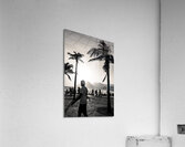 Black and white photo of people strolling along the promenade at Ipanema Beach in Rio de Janeiro  Acrylic Print