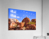 Devils Marbles and Man in a Hat Acrylic Print