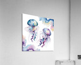Vibrant Watercolor Jellyfish on White Background – Ocean-Inspired Digital Art Print Acrylic Print