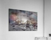 Black and white shot of the majestic Ortler Mountain in Sulden in winter  Acrylic Print