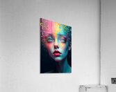 Chromatic Reverie: Surreal Woman Portrait in Vibrant Color Splashes Acrylic Print