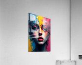Chromatic Reverie: Surreal Woman Portrait in Vibrant Color Splashes Acrylic Print