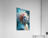 Ethereal Bloom: Dreamy Woman Portrait with Flowing Coral Hair Acrylic Print