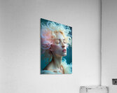 Ethereal Bloom: Dreamy Woman Portrait with Flowing Coral Hair Acrylic Print