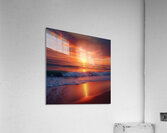 Radiant Ocean Sunset – Serene Waves and Fiery Sky Acrylic Print