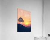 Solitude at Dusk – Minimalist Tree Silhouette Against Sunset Hills Acrylic Print