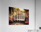 Meet at the Bench in the Rose Garden Acrylic Print