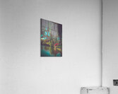 Autumns Palette: Evergreen Pines and Vibrant Perennials by the Reflective Lake Acrylic Print