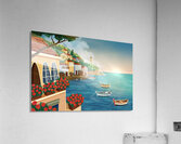 Serene Coastal Village at Sunset Acrylic Print