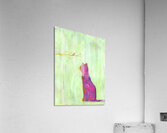 Pink cat and orange bird acrylic painting Acrylic Print