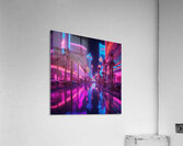 Futuristic neon night view of Las Vegas Strip glowing pink and blue lights reflections on wet streets cinematic cyberpunk vibe detailed and vivid photorealistic with neon flair high-resolution ideal for metal print Psychedelic style Acrylic Print