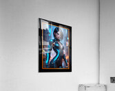 Mysterious Lyzeria Zareen Decoding A Cyberpunk Cityscape Mesmerizing AI Concept Art by Xzendor7 Acrylic Print