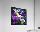 Moon shining over Calla Lily flowers  Cyberpunk style Acrylic Print