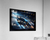 The Futuristic Warship Stellar Vannguard In Pursuit Fantastic AI Concept Art by Xzendor7 Acrylic Print