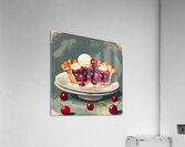 Image of a cherry pie with vanilla ice cream with a vintage background  Impressionism style Acrylic Print