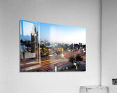 Long exposure night shot of the famous St. Pauli Landungsbrücken in Hamburg at the Elbe River Impression acrylique