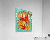 Red Japanese Maple leaves on blue acrylic painting Acrylic Print