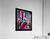 Nymia In Pink Latex In A Rain Soaked Neon City Mesmerizing AI Concept Art by Xzendor7 Acrylic Print